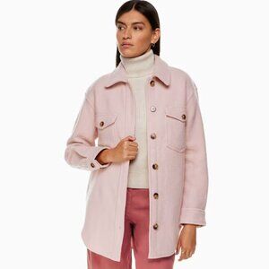 Aritzia Wilfred Free Ganna Shirt Jacket Light Pink Merino Wool Shacket Women's S